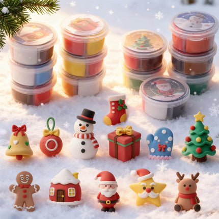 Christmas Stocking Stuffer Air Dry Clay Kit 12 Cups 8 Tools DIY Ornaments