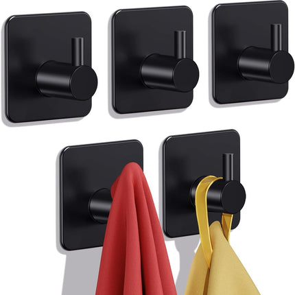 5 Pack Heavy Duty Adhesive Wall Hooks 22lb Stainless Steel Waterproof Bathroom