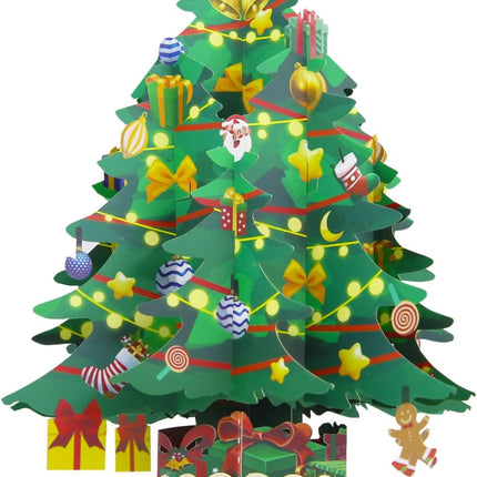 Christmas Pop-Up Greeting Card – 3D Santa, Snowman & Tree Holiday Card