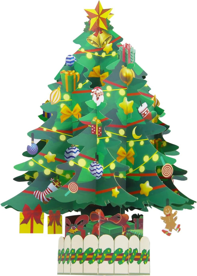 Christmas Pop-Up Greeting Card – 3D Santa, Snowman & Tree Holiday Card