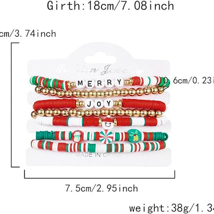 6/7PCS Christmas Bracelets for Women – Holiday Stretch Bracelets in Bulk for Festive Gifting
