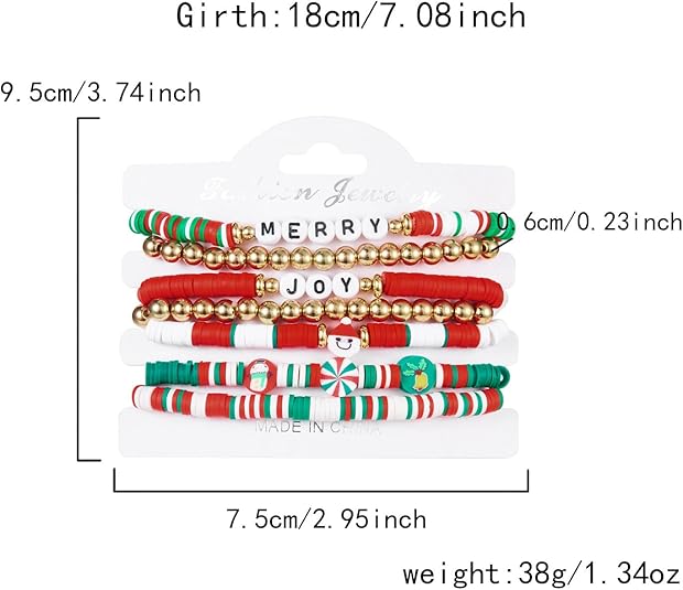 6/7PCS Christmas Bracelets for Women – Holiday Stretch Bracelets in Bulk for Festive Gifting
