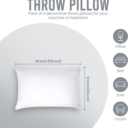 12x20 Decorative Pillow Inserts, Set of 2 – Soft & Fluffy for Couch & Bed