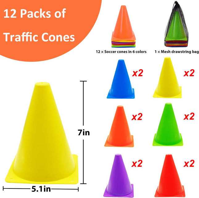 84/42Pc Football Training Cones Set, Disc Cones with Carry Bag for Sports