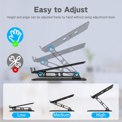 Portable Metal Laptop Stand Adjustable Notebook Holder with Cooling Design