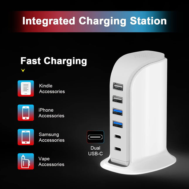 45W USB Charging Hub – Fast Charging Station for iPhone, iPad & Kindle