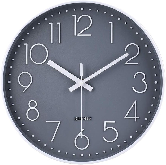 Modern 12" Wall Clock – Silent, Non-Ticking, Battery Operated for Home