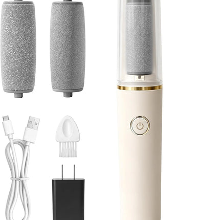 Rechargeable Electric Foot File Callus Remover, Pedicure Kit for Dry & Cracked Skin, Beige