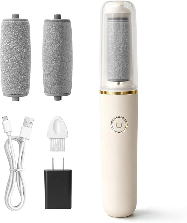 Rechargeable Electric Foot File Callus Remover, Pedicure Kit for Dry & Cracked Skin, Beige