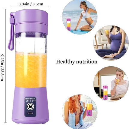 Portable USB Blender 380ml Mini Juicer Cup 6 Blades Rechargeable Smoothie Maker Purple