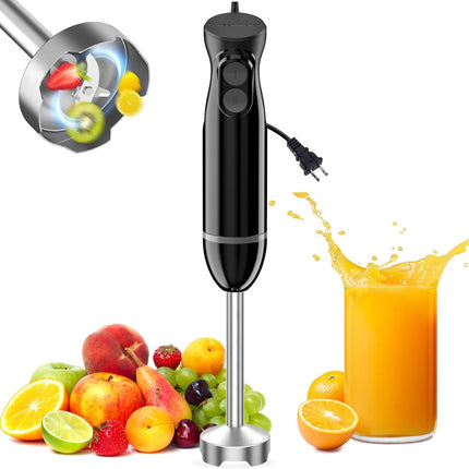 Hand Blender – 2-Speed Immersion Stick Mixer, Stainless Steel Blades for Soup