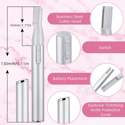2 Pcs Electric Eyebrow Trimmer – Mini Face Shaver with Comb, Pink & Silver