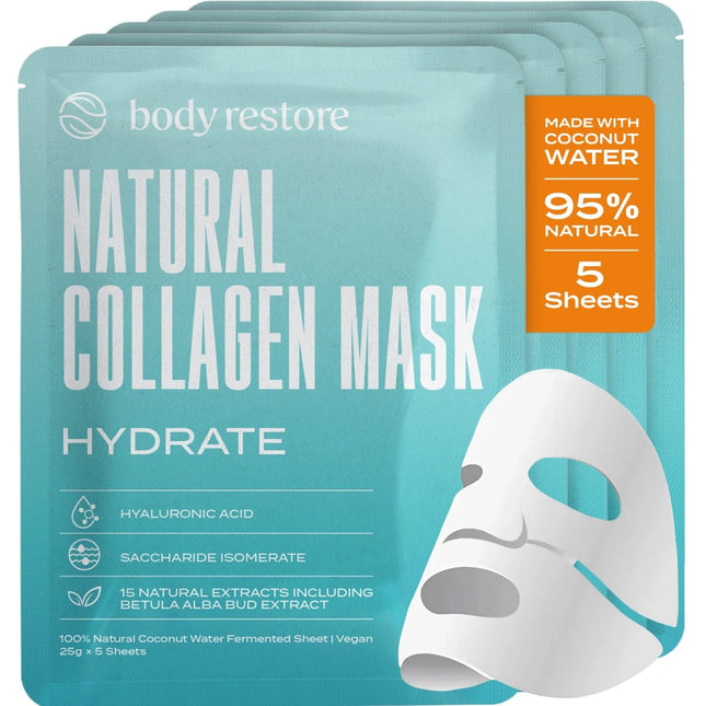 Hydrate Korean Face Mask 5 Pack – Hyaluronic Acid & Aloe Sheet Mask