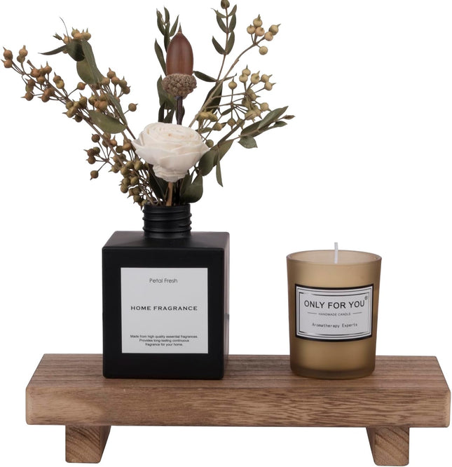 Small Wooden Tray Pedestal Stand – Farmhouse Decor for Bathroom & Kitchen