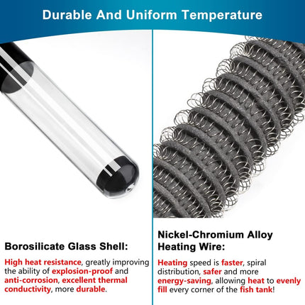 50W Adjustable Aquarium Heater – Submersible Fish Tank with Electronic Thermostat