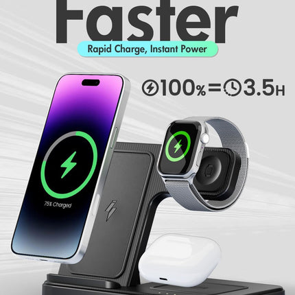Wireless Charging Station for iPhone, Apple Watch & AirPods – 3-in-1 Stand