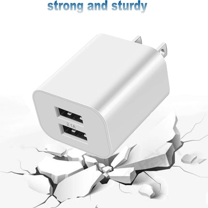 2 Pack Dual USB Wall Charger Block Power Adapter for iPhone iPad Samsung LG