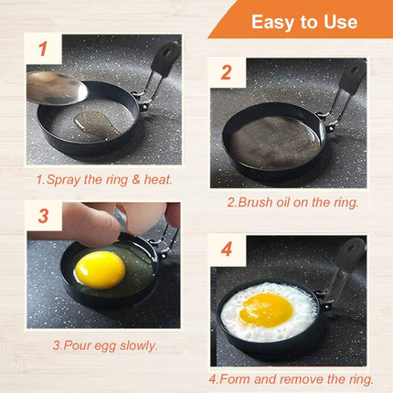 4 Pack 3.5" Nonstick Egg Rings for Cooking Pancakes English Muffins Burger Sandwich