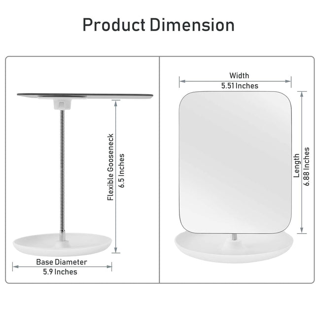 Makeup Mirror with Stand – Flexible 360° Rotation, Folding Cosmetic Mirror