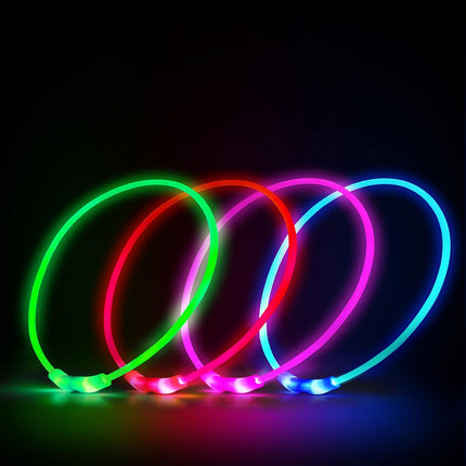 LED Dog Collar – Rechargeable, Waterproof Light-Up Collar for Night Walking (Blue)