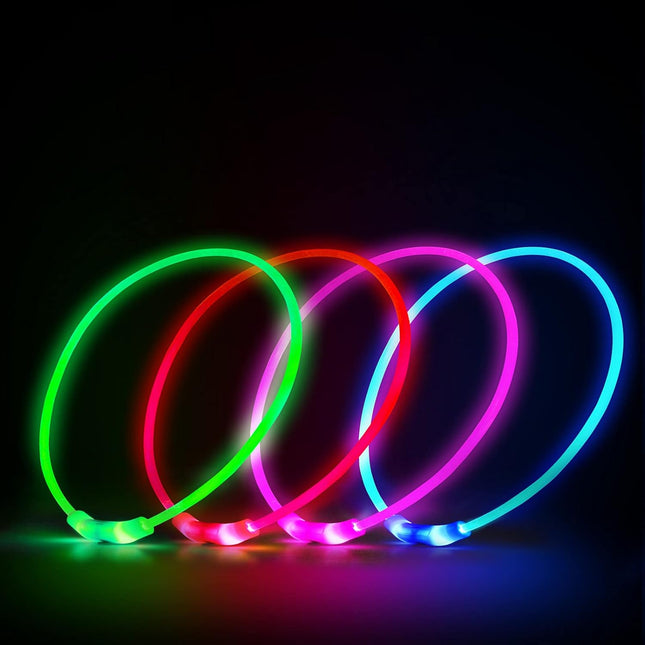 LED Dog Collar – Rechargeable, Waterproof Light-Up Collar for Night Walking (Blue)