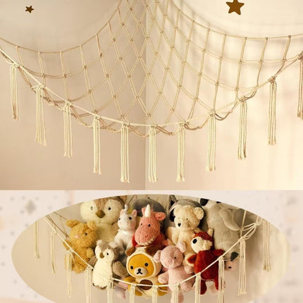 Kids Toy Storage Hammock – Wall-Mounted Plush Animal Holder
