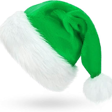 Green Plush Santa Hat for Adults – Velvet Christmas Party Costume & Home Decor