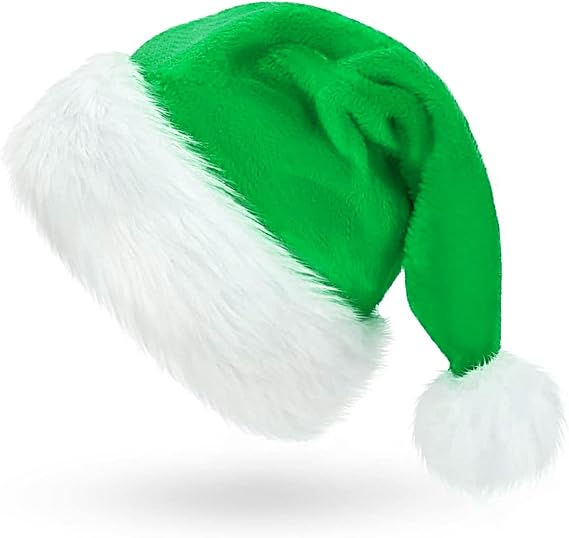 Green Plush Santa Hat for Adults – Velvet Christmas Party Costume & Home Decor