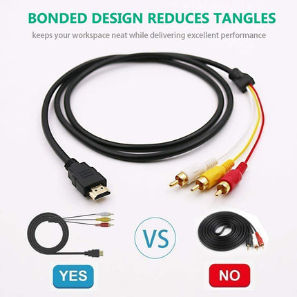 5FT HDMI to RCA Cable – 1080P Male to 3-RCA AV Video Audio Connector