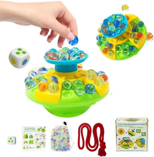 Marble Stack Balance Game with 60 Marbles Family Board Game Ages 6+