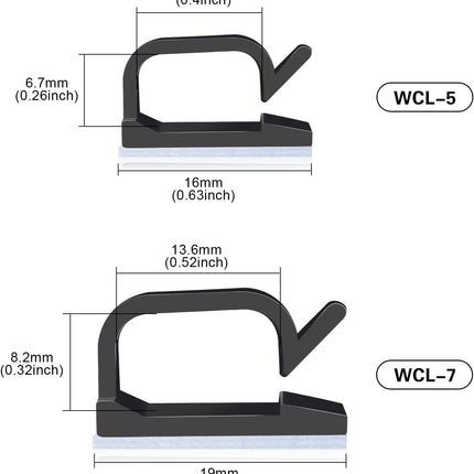 120Pcs Adhesive Cable Clips Black Wire Organizer Cord Holder for Home Office