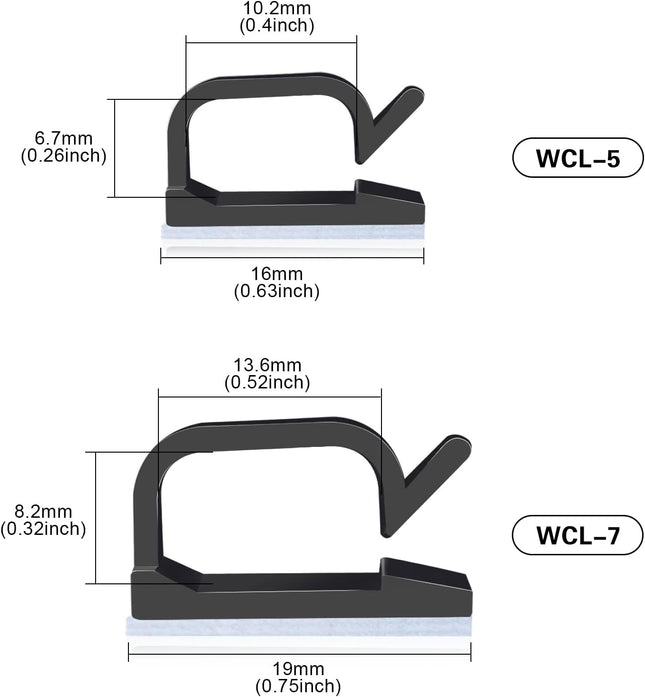 120Pcs Adhesive Cable Clips Black Wire Organizer Cord Holder for Home Office