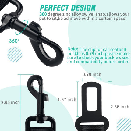Elastic Dog Car Seat Belt – Heavy Duty Adjustable Pet Safety Harness, Retractable Design (Black)
