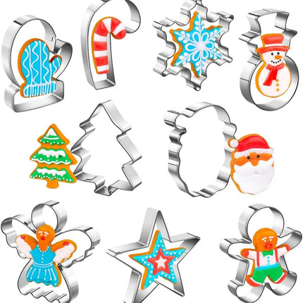 9-Piece Christmas Cookie Cutter Set – Metal Holiday Baking Shapes