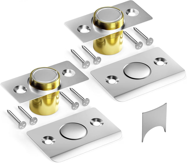 2-Pack Silent Ball Catch – Adjustable Strong Magnetic Door Catch, Silver