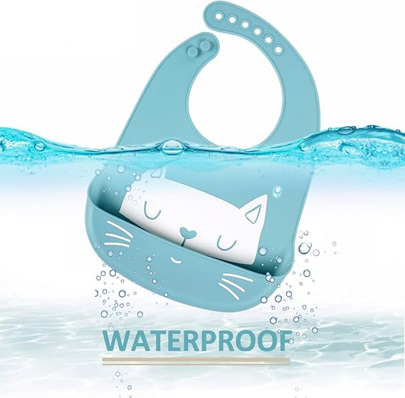 Baby Silicone Feeding Bibs 3pcs Adjustable Waterproof Bibs for Toddlers Mealtime