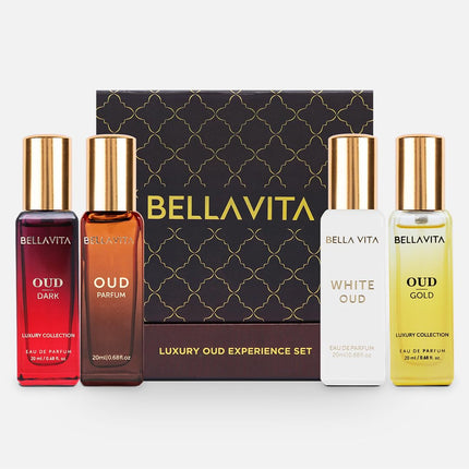 BellaVita Luxury Mini Oud Perfume Set Unisex 4 x 20ml Eau de Parfum Gift Collection