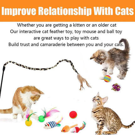 21-Piece Cat Toy Set – Tunnel, Feather Wand & Balls for Indoor Cats