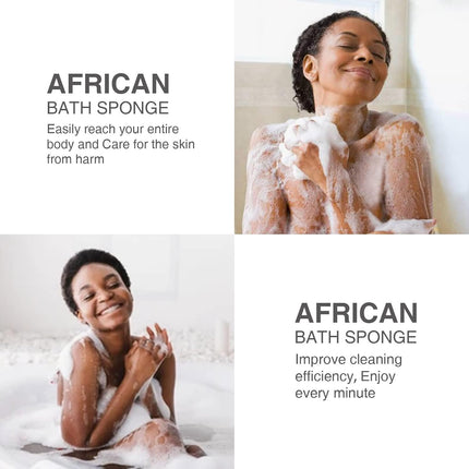 3-Pc African Net Bath Sponge Set, Long Exfoliating Body & Back Shower Scrubbers