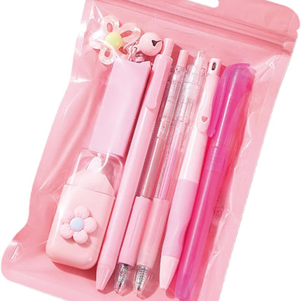 8 Pcs Cute Pink Stationery Set for Girls & Boys – Kawaii Candy Colors, Back to School