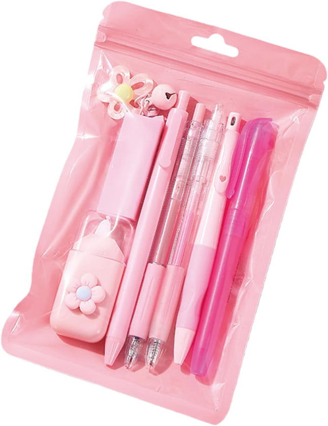 8 Pcs Cute Pink Stationery Set for Girls & Boys – Kawaii Candy Colors, Back to School