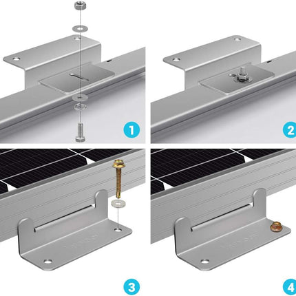 4pcs Aluminum Solar Panel Z Brackets – Lightweight, Corrosion-Free, Gray