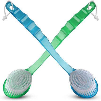2-Pc Long Handle Bath Body Brush Set, Exfoliating Back & Feet Scrubbers