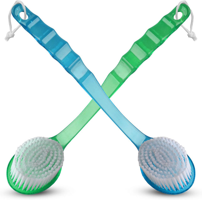 2-Pc Long Handle Bath Body Brush Set, Exfoliating Back & Feet Scrubbers