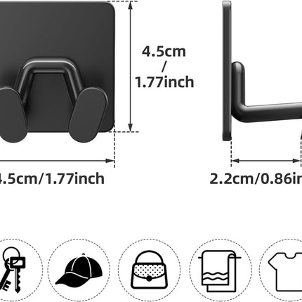 4-Pack Adhesive Shower Hooks Matte Black, Stainless Steel, Razor & Towel Holder