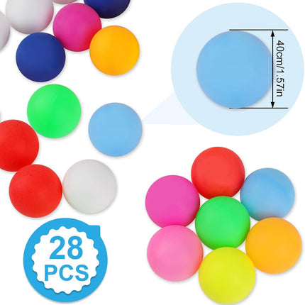 28 Pack 40mm Colourful Ping Pong Balls for Table Tennis, Kids Games, Crafts and Pet Toys