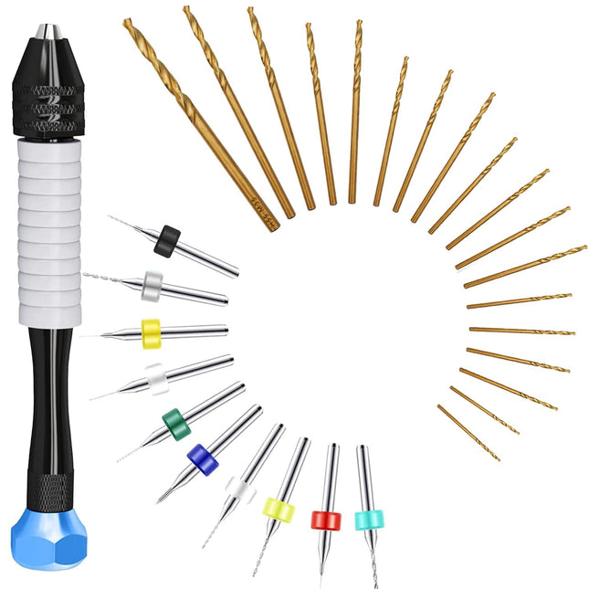 Micro Drill Bits Set with Pin Vise – Manual Hand Drill for Jewelry Making & DIY Crafts