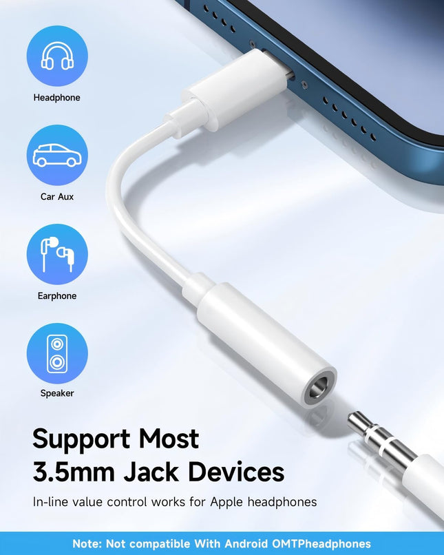 2-Pack Lightning to 3.5mm Headphone Adapter, MFi Certified for iPhone 14-7