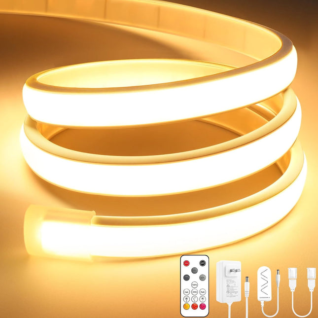 16.4ft COB LED Strip Lights Warm White 3000K Dimmable Remote Control Waterproof 24V