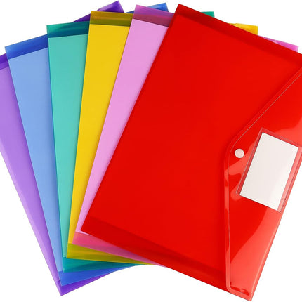 6 Pack Clear Document Folders A4 Letter Size Poly Envelopes with Snap Button